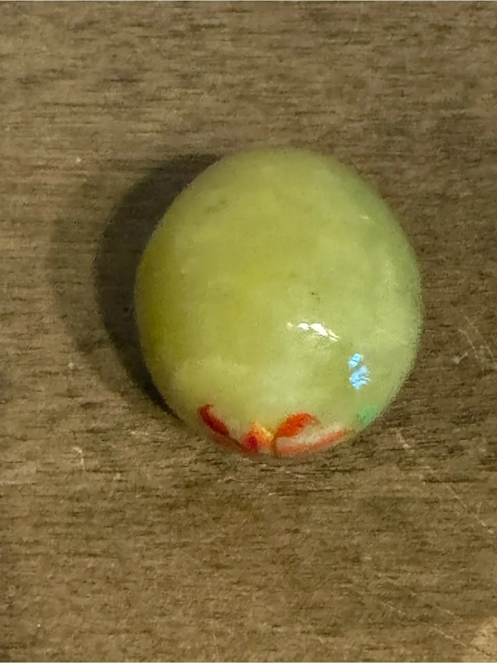 Vintage green  Stone (jade?) Egg  Hand Painted with, flowers Mini
